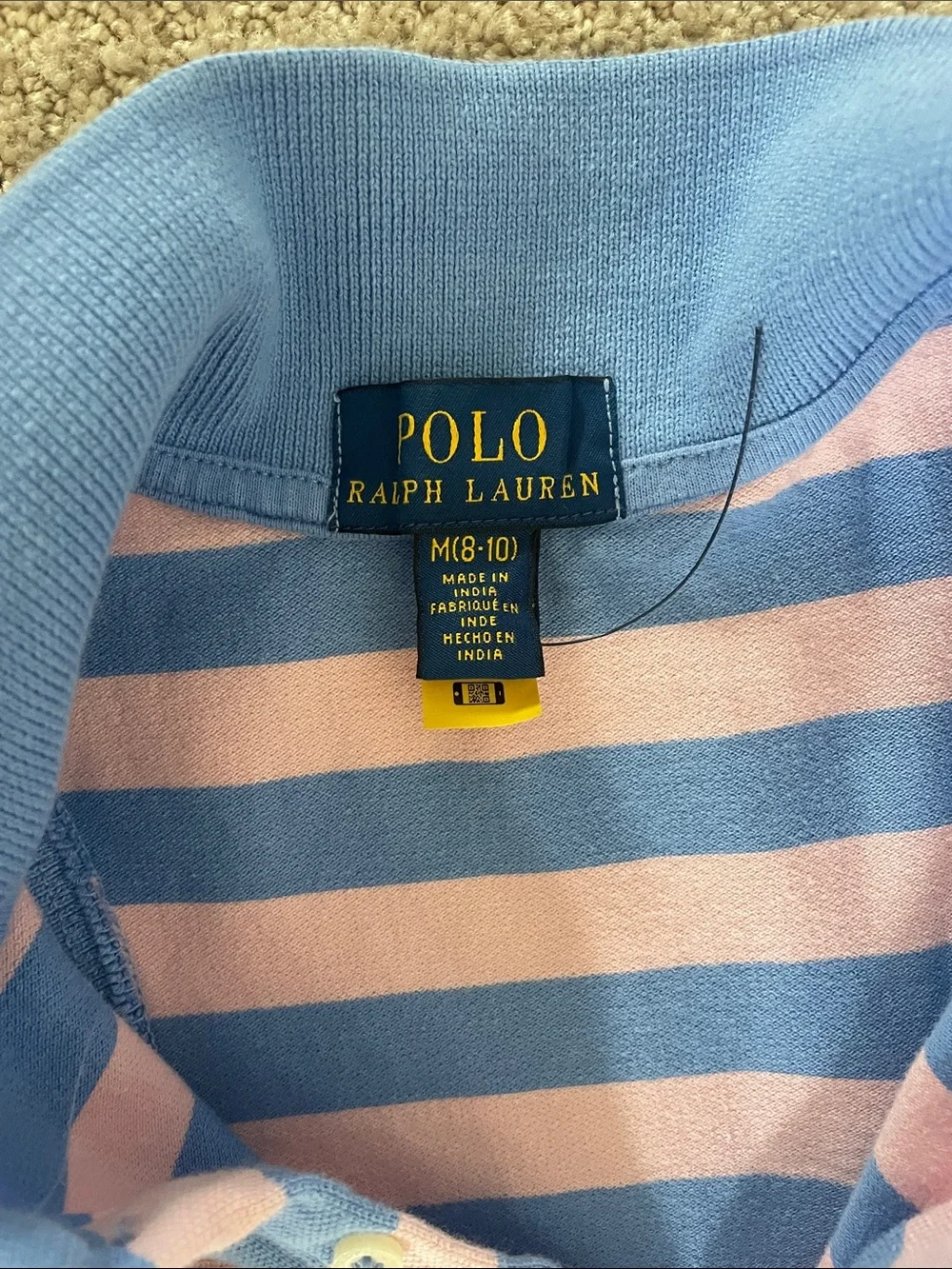 Ralph Lauren girlsBlue and Pink Striped Sleeveless Polo dress
